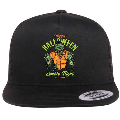 Happy Halloween Zombie Night Flatbill Hat