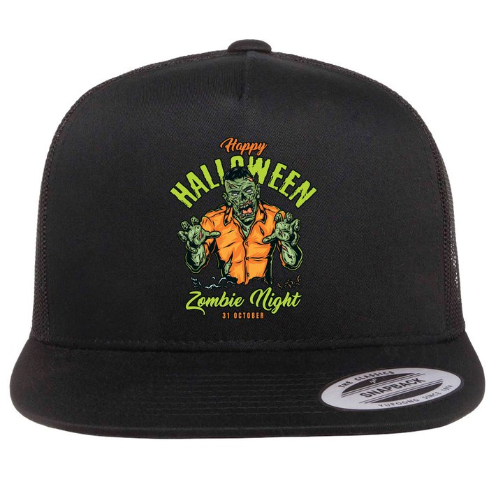 Happy Halloween Zombie Night Flatbill Hat