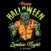 Happy Halloween Zombie Night Flatbill Hat