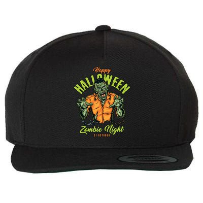 Happy Halloween Zombie Night Wool Snapback Cap