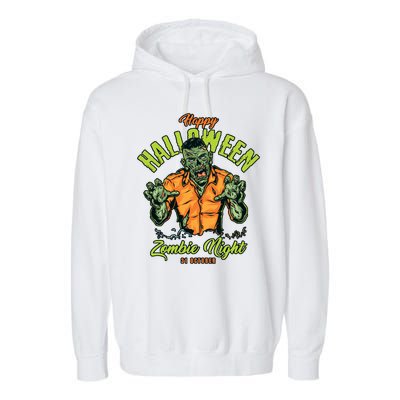 Happy Halloween Zombie Night Garment-Dyed Fleece Hoodie