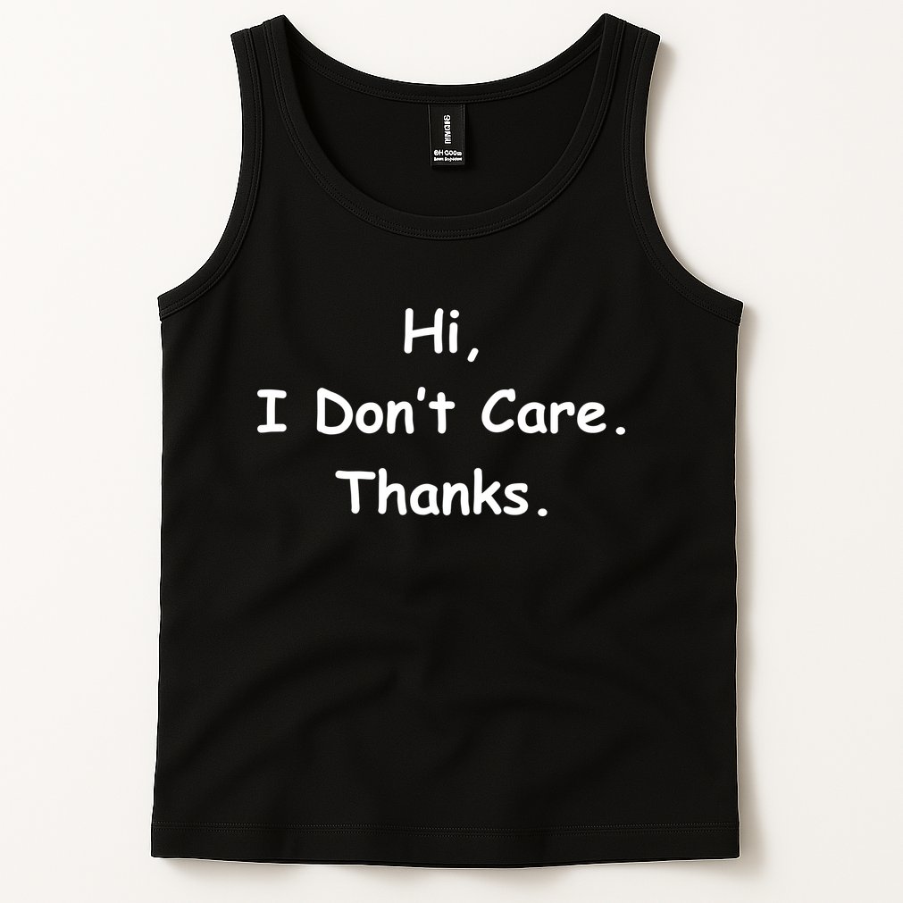 Hi, I Don't Care. Thanks. Tank Top
