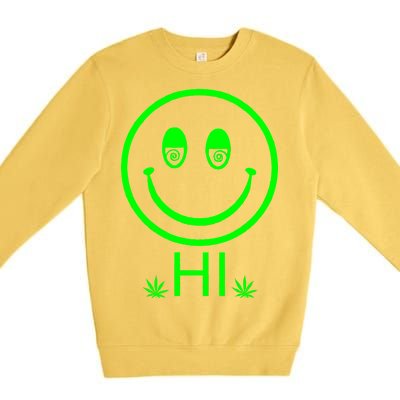 Hi Smiley Face Weed Premium Crewneck Sweatshirt