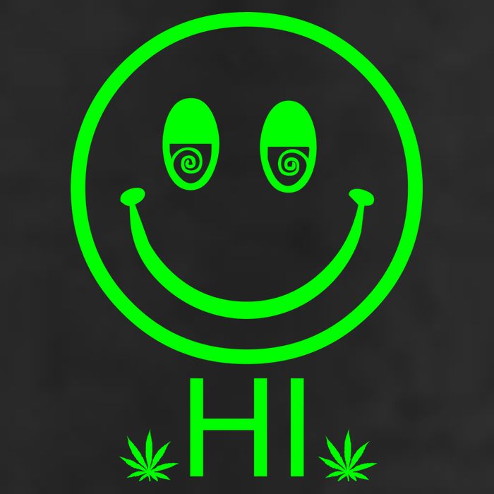 Hi Smiley Face Weed 7 Panel Mesh Trucker Snapback Hat