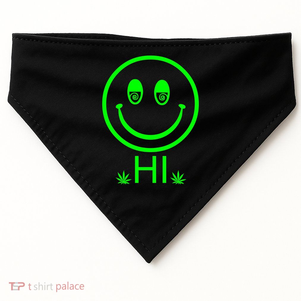 Hi Smiley Face Weed USA-Made Doggie Bandana