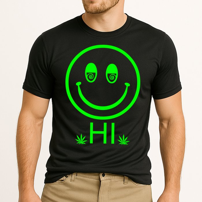 Hi Smiley Face Weed Cooling Performance Crew T-Shirt