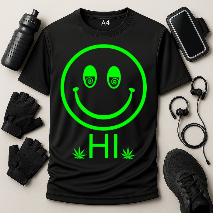 Hi Smiley Face Weed Cooling Performance Crew T-Shirt