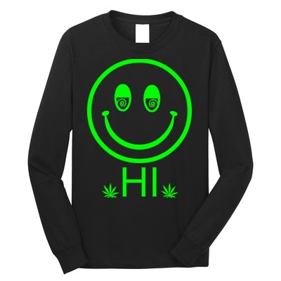 Hi Smiley Face Weed Long Sleeve Shirt