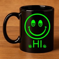 Hi Smiley Face Weed 11oz C Handle Ceramic Mug