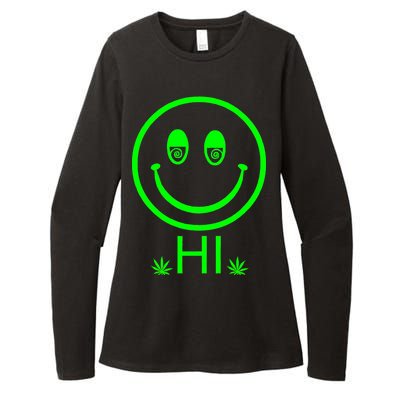 Hi Smiley Face Weed Womens CVC Long Sleeve Shirt