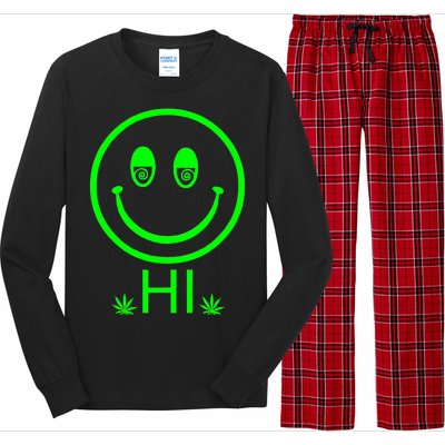 Hi Smiley Face Weed Long Sleeve Pajama Set