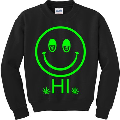 Hi Smiley Face Weed Kids Sweatshirt