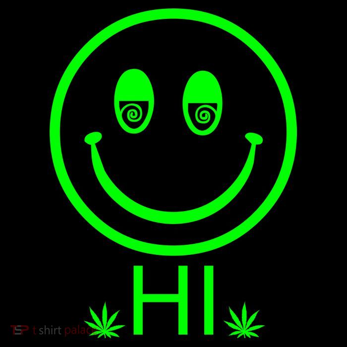 Hi Smiley Face Weed Short Acrylic Beanie