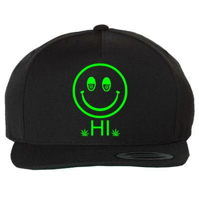 Hi Smiley Face Weed Wool Snapback Cap