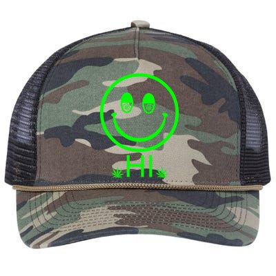 Hi Smiley Face Weed Retro Rope Trucker Hat Cap