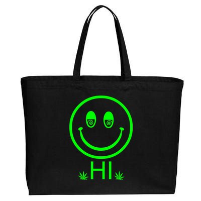 Hi Smiley Face Weed Cotton Canvas Jumbo Tote