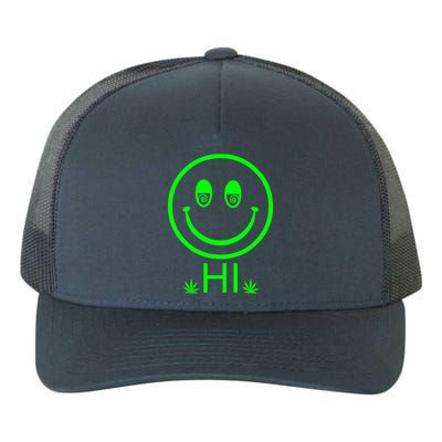 Hi Smiley Face Weed Yupoong Adult 5-Panel Trucker Hat