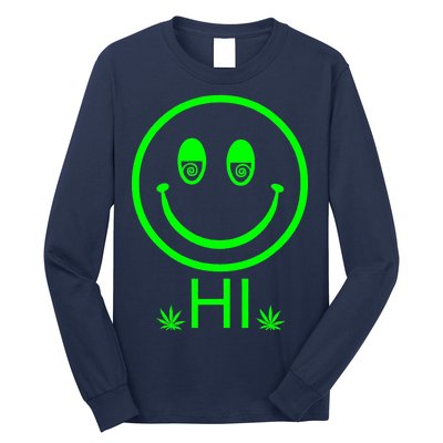 Hi Smiley Face Weed Long Sleeve Shirt