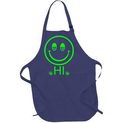 Hi Smiley Face Weed Full-Length Apron With Pockets