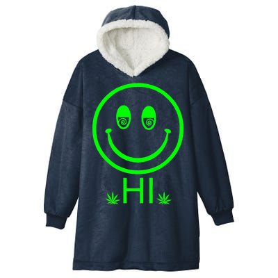 Hi Smiley Face Weed Hooded Wearable Blanket