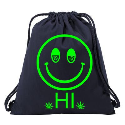 Hi Smiley Face Weed Drawstring Bag