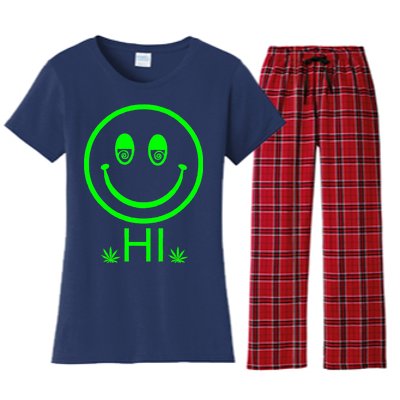 Hi Smiley Face Weed Women's Flannel Pajama Set