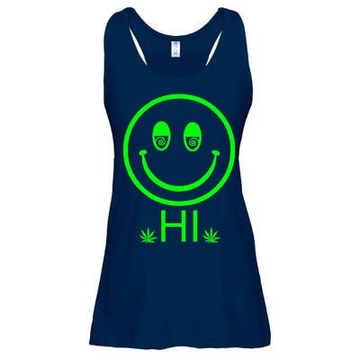 Hi Smiley Face Weed Ladies Essential Flowy Tank