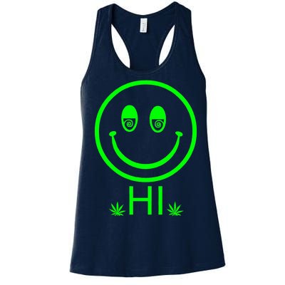 Hi Smiley Face Weed Women's Racerback Tank