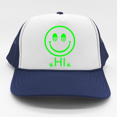 Hi Smiley Face Weed Trucker Hat