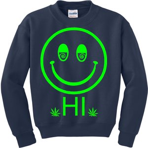 Hi Smiley Face Weed Kids Sweatshirt