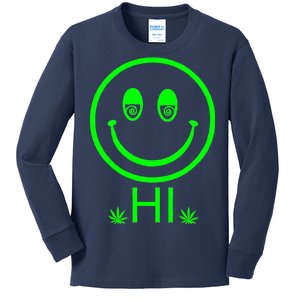 Hi Smiley Face Weed Kids Long Sleeve Shirt