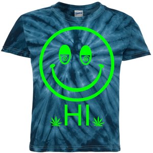 Hi Smiley Face Weed Kids Tie-Dye T-Shirt