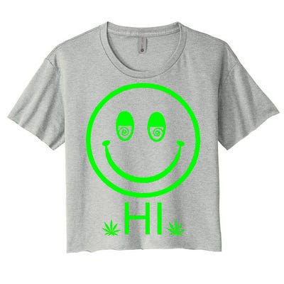 Hi Smiley Face Weed Women's Crop Top Tee