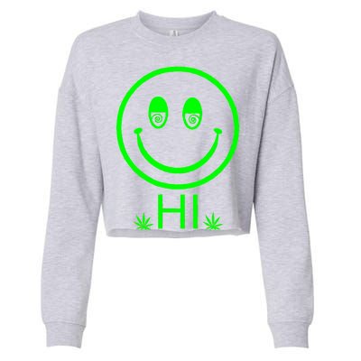 Hi Smiley Face Weed Cropped Pullover Crew