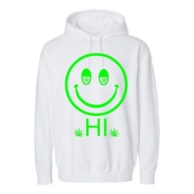 Hi Smiley Face Weed Garment-Dyed Fleece Hoodie