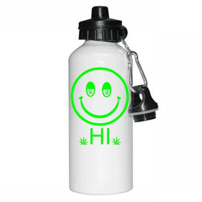 Hi Smiley Face Weed Aluminum Water Bottle