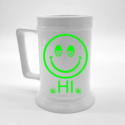 Hi Smiley Face Weed Beer Stein