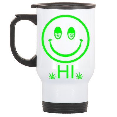 Hi Smiley Face Weed Stainless Steel Travel Mug