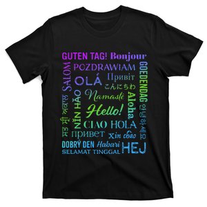 Hello in 22 Different Languages Word ESL Teachers Students T-Shirt