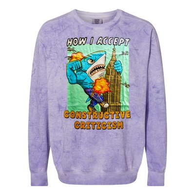 How I Accept Constructive Criticism Auntie Shark Colorblast Crewneck Sweatshirt