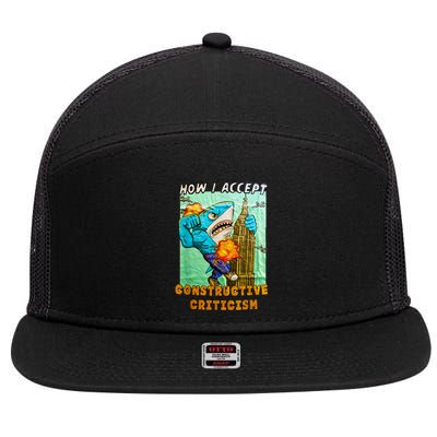How I Accept Constructive Criticism Auntie Shark 7 Panel Mesh Trucker Snapback Hat