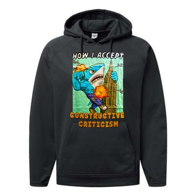 How I Accept Constructive Criticism Auntie Shark Performance Fleece Hoodie