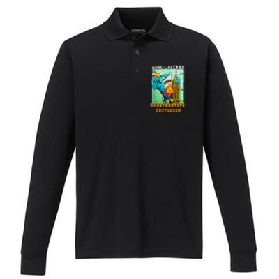 How I Accept Constructive Criticism Auntie Shark Performance Long Sleeve Polo