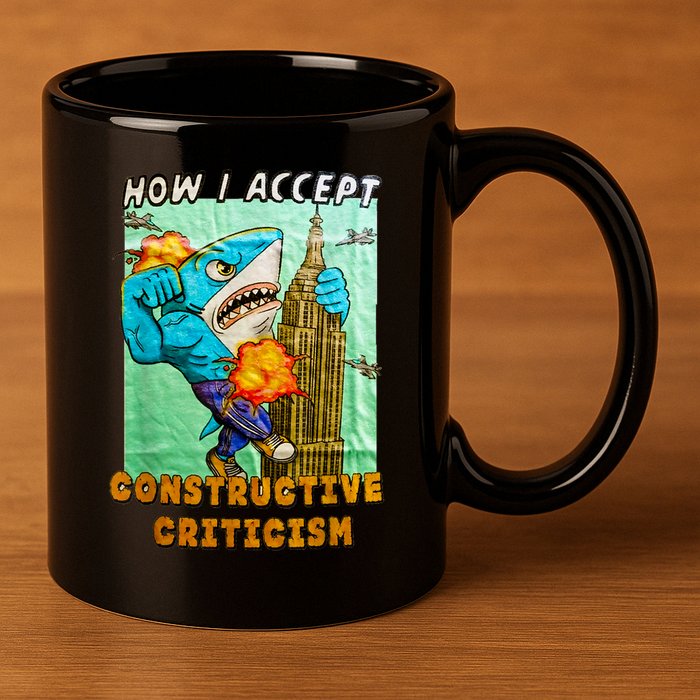 How I Accept Constructive Criticism Auntie Shark 11oz C Handle Ceramic Mug
