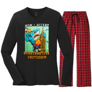 How I Accept Constructive Criticism Auntie Shark Women's Long Sleeve Flannel Pajama Set 