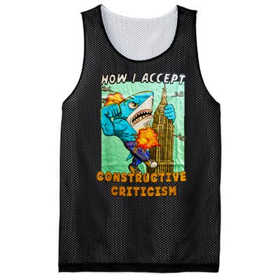 How I Accept Constructive Criticism Auntie Shark Mesh Reversible Basketball Jersey Tank