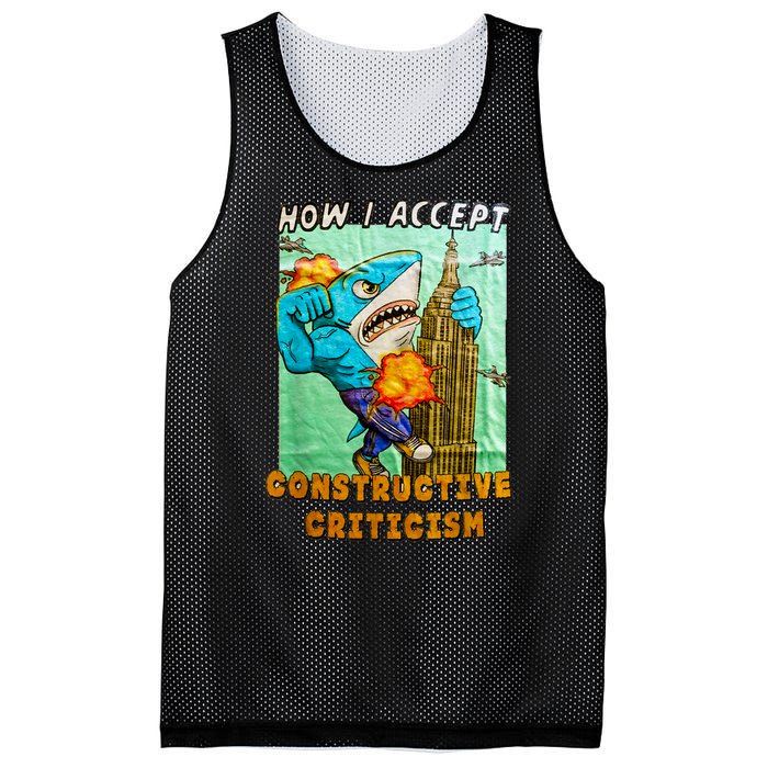 How I Accept Constructive Criticism Auntie Shark Mesh Reversible Basketball Jersey Tank