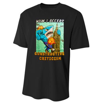 How I Accept Constructive Criticism Auntie Shark Performance Sprint T-Shirt