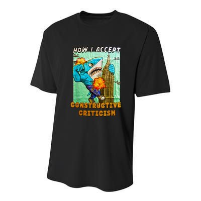 How I Accept Constructive Criticism Auntie Shark Youth Performance Sprint T-Shirt
