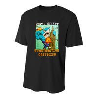 How I Accept Constructive Criticism Auntie Shark Youth Performance Sprint T-Shirt